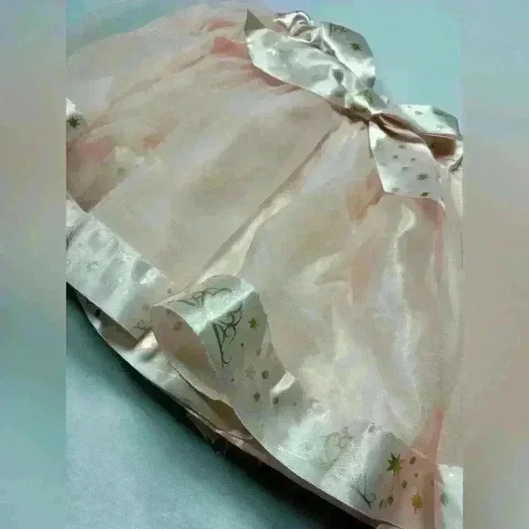 Disney Parks Princess Tulle Skirt Pink Satin Trim Bow Tutu Layers Size S 6X - Picture 2 of 5